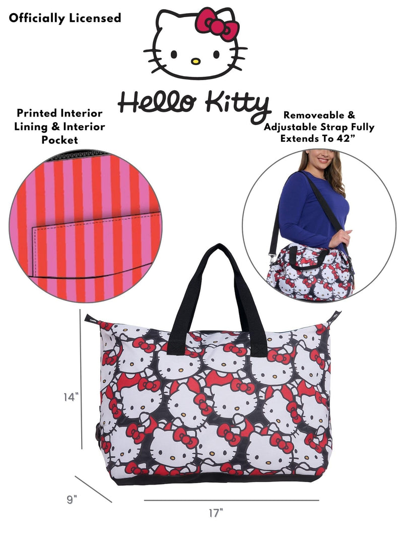 Hello Kitty Tote Duffel Bag All Over Print Weekender Travel Carry On Women
