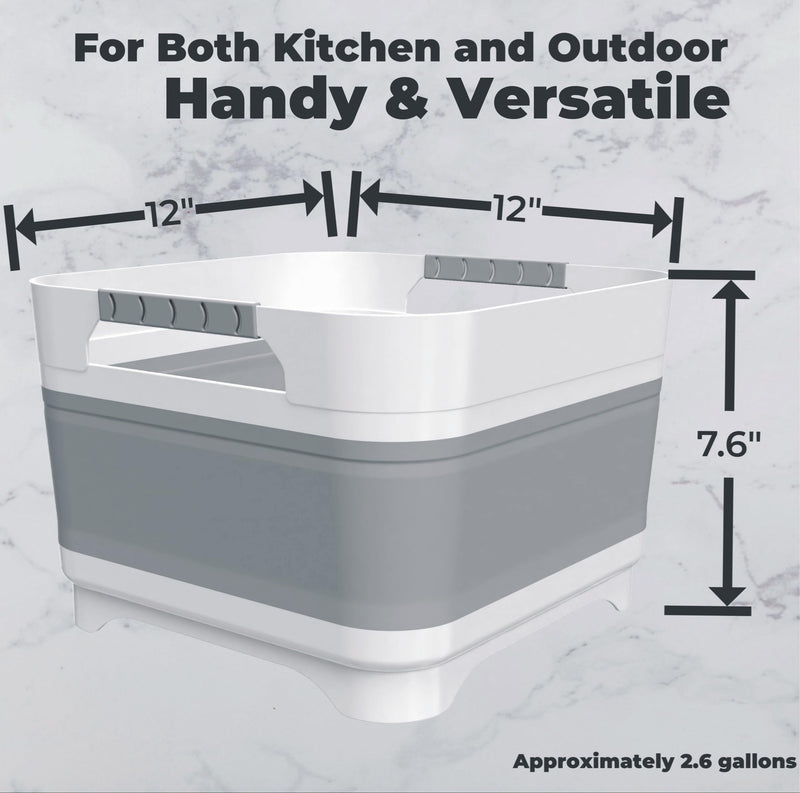 [Australia] - Wash Basin for Baby Bottles, Foldable, Versatile Wash Tub for Kitchen, RV, Outdoor Camping Sink, Sturdy & Easy to Clean Gray 