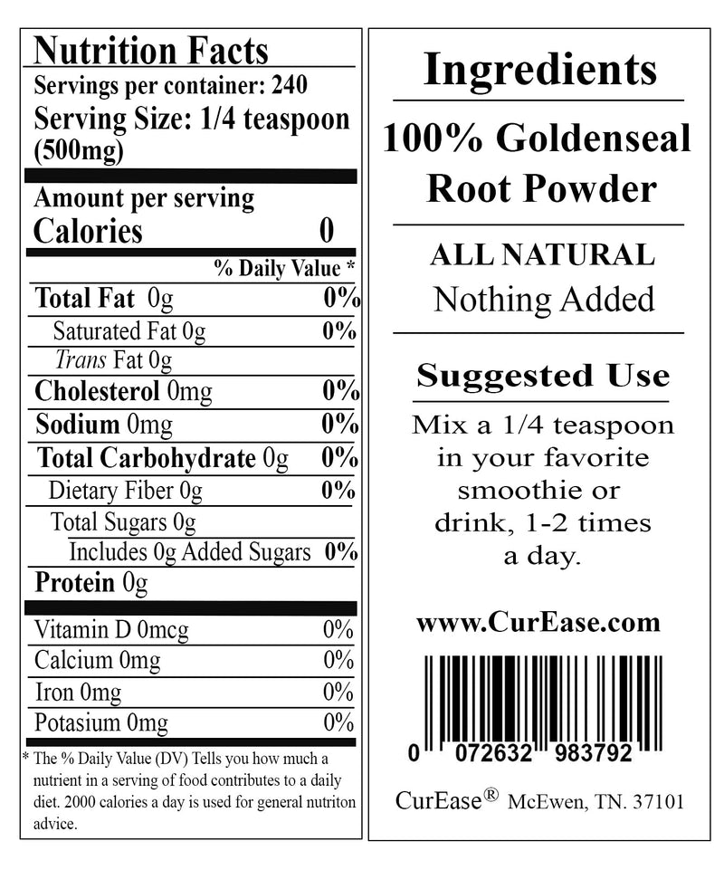 [Australia] - Goldenseal Root Powder 4.2 oz / 240 Servings 