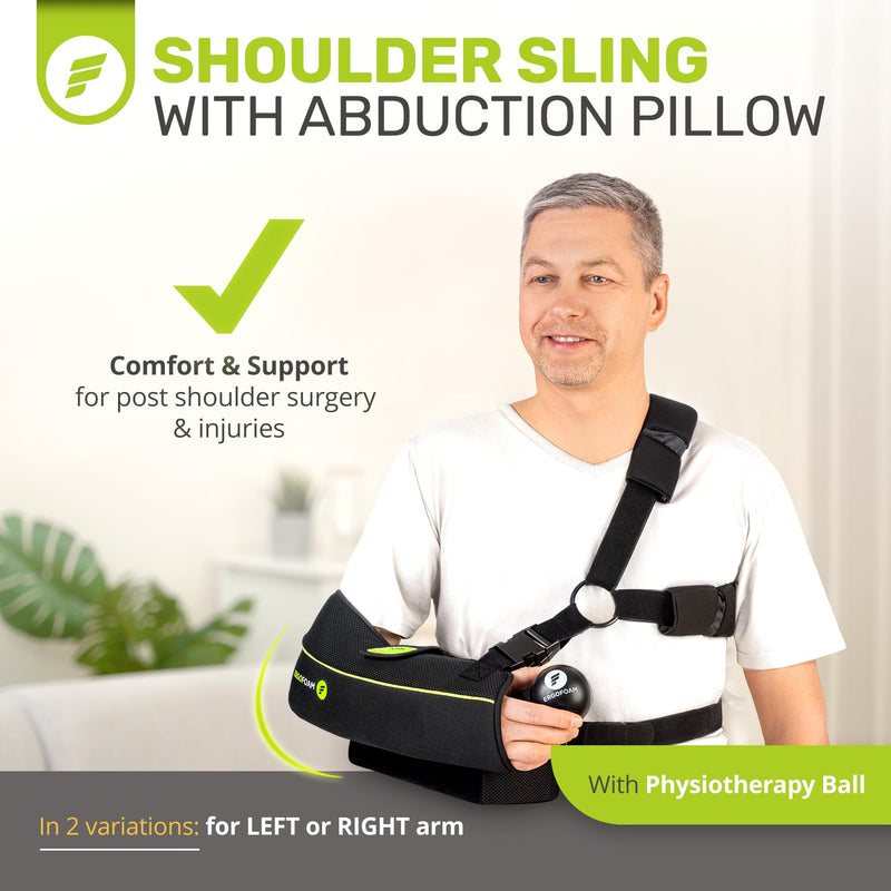 [Australia] - ErgoFoam Shoulder Sling with Abduction Pillow - Premium Abduction Sling Designed for Athletes - Arm Sling Shoulder Immobilizer With Pillow (Left) Left Arm 