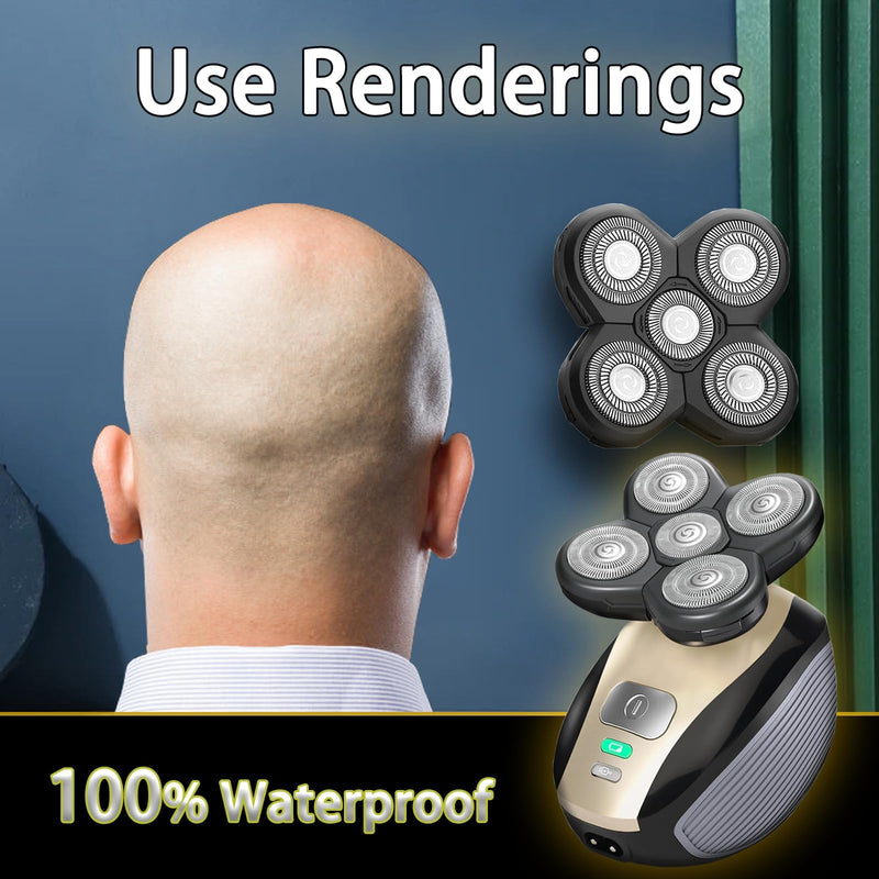 3Pack Shaver Replacement Blades Compatible with F-ree-bird Head Shaver Kit, 5 Blades Shaver Replacement Heads for Bald Men, Ruixin Replacement Blades for Flex-series Electric, with 3 Brushes.