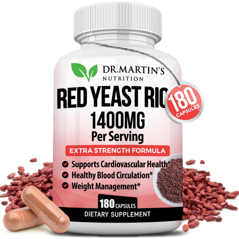 [Australia] - Red Yeast Rice Extract 1400mg 180 Count | Maintain Healthy Cholesterol Levels | Digestion & Weight Management For Healthy Heart, Supports Cardiovascular & Blood Circulation,Overall Health & Well Being 