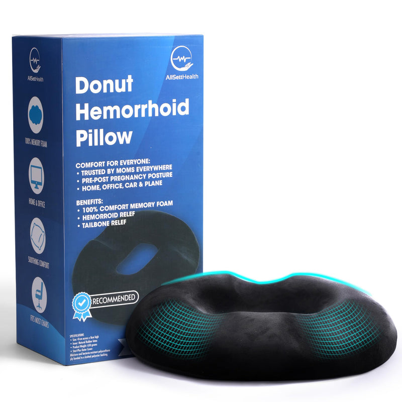 [Australia] - Donut Pillow for Tailbone Pain Relief with Non-Slip Washable Cover - Coccyx & Hemorrhoid Pillow, Doughnut Seat Butt Pillow for Sitting Pressure Relief, Bed Sore Cushions, Butt Cushion for Postpartum Full Support 