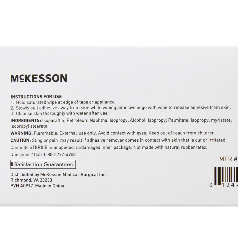 [Australia] - McKesson Adhesive Remover Wipes, Sterile, Individual Packet, 50 Wipes 1 Count (Pack of 50) 