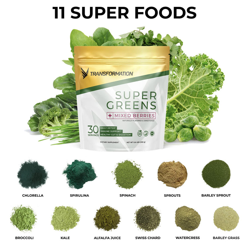 [Australia] - Transformation Super Greens Superfood Green Juice Powder - Immune & Energy Support | Natural Ingredients | Detoxifying & Alkalizing Minerals - Spirulina, Chlorella, Wheatgrass, Spinach, Alfalfa 5.7 Ounce (Pack of 1) 
