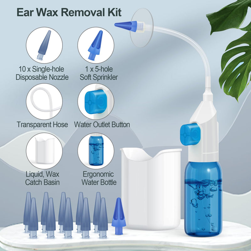 [Australia] - Ear Wax Removal Kit, Ear Cleaning Kits Manual Safe Ear Irrigation Flushing System, Effective Ear Cleaner Earwax Removal Kit, Ear Wax Removal Tool with Ear Basin and 10 Ear Tips 