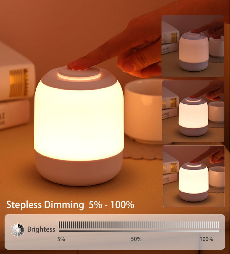 [Australia] - Eye Caring Soft Night Light, Touch night light for Baby, Kids and Adults, Portable Bedside Lamp, 3 Colors, Dimmable, USB Rechargeable Warm Night Light for Bedrooms, Baby Nursery and Sleep Aid Grey 
