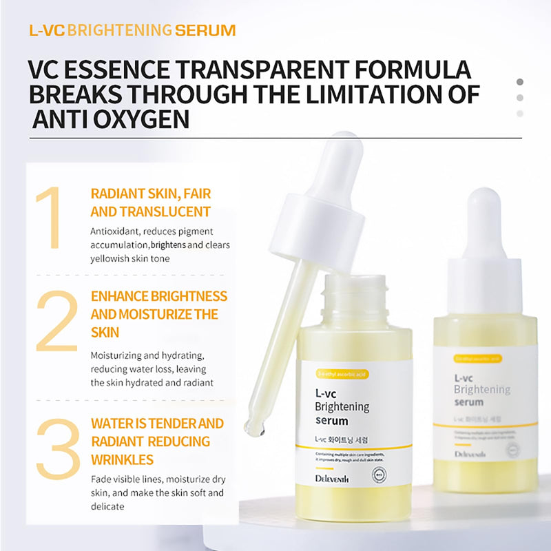 Korean Brand Vitamin C Brightening Face Serum 37ml / with 3-O-Ethyl Ascorbic Acid, Niacinamide and α-Arbutin, Reduce Dark Spots and Fine Lines, Enhance Elasticity, Hydrate, and Protect Skin