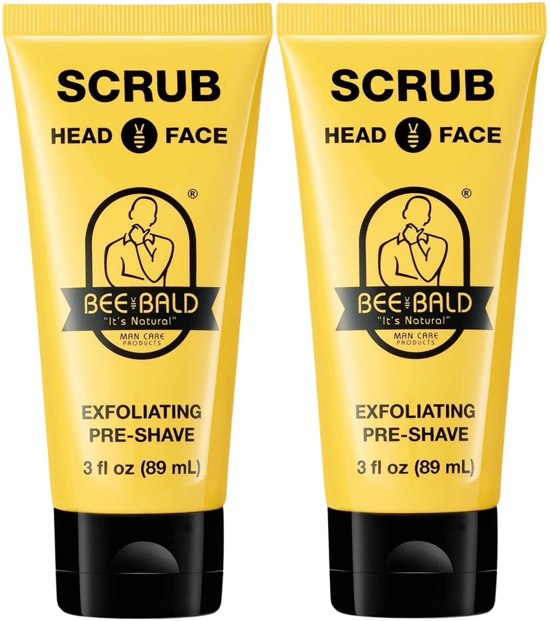 Bee Bald SCRUB Exfoliating Pre-Shave Provides a Deep Clean & removes pore clogging dirt, oil & dry, flaky skin. Prepares Your Skin for a Super Close Shave, 3 Fl Oz (Pack of 2) 3 Fl Oz (Pack of 2)