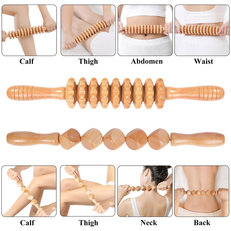 [Australia] - Wood Therapy Massage Tools 5-in-1 Lymphatic Drainage Massager Maderoterapia Kit Wooden Massager Body Sculpting Tools for Muscle Pain Relief, Anti-Cellulite, Body Contouring and Shaping 