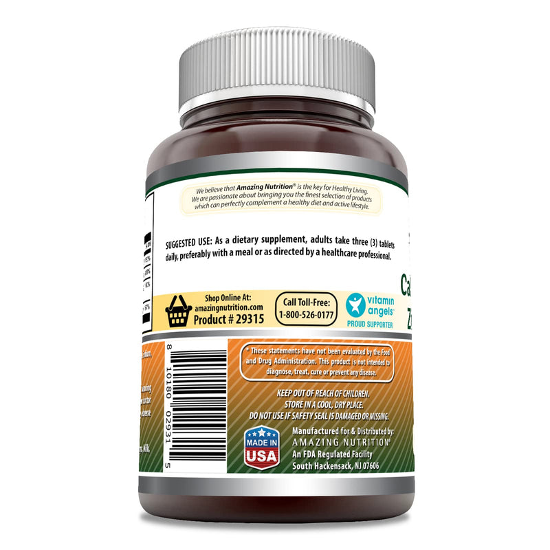 [Australia] - Amazing Formulas Calcium Magnesium Zinc D3 - 300 Tablets Per Bottle Supplement (Calcium 1000mg - Magnesium 400mg - Zinc 25mg Plus Vitamin D3 600 IU - Per Serving of 3 Tablets) 300 Count 