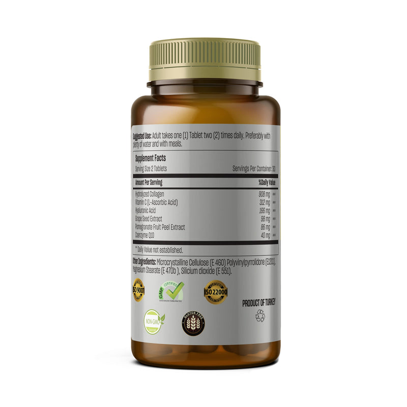 TALYA Collagen Pills with Hyaluronic Acid + Vitamin C | Hydrolyzed Collagen for Women & Men | Hair, Skin and Nails | Non-GMO | 60 Capsules