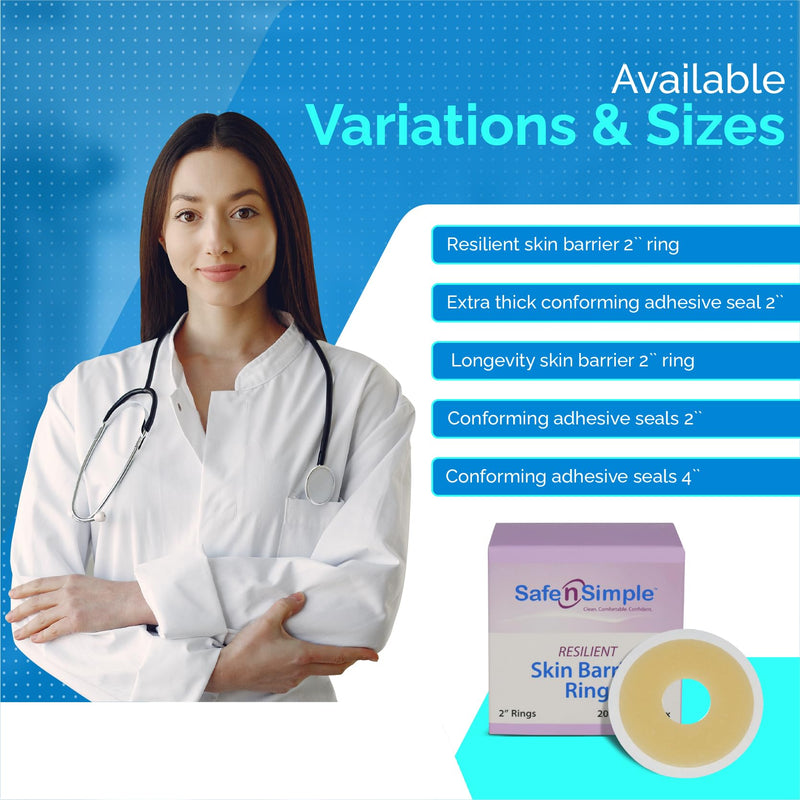 [Australia] - Safe n' Simple Resilient Skin Barrier Ring - 2" - Colostomy & Ostomy Barrier Ring - Ileostomy & Colostomy Supplies Rings - Adhesive Urostomy & Ostomy Supplies - Skin Adhesive Barrier Ostomy Rings 2 Inch (Pack of 20) 