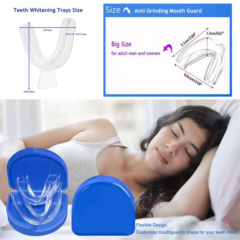 [Australia] - 2PCS Teeth Whitening Trays Kits Mouth Guards, 2 Anti Grinding Mouth Guards and 2 Tooth Boxes, Thermoform Moldable Teeth Whitening Tray, Mouthguards for Stop Teeth Clenching Grinding Bruxism at Night 