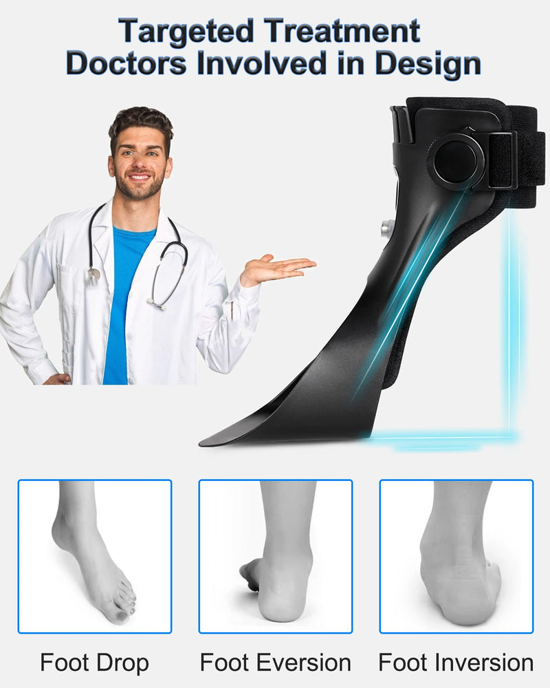 AFO Drop Foot Brace for Walking - Upgraded Inflatable Version, More Comfortable & Efficient, Adjustable Foot Drop Orthotic Brace, Achilles Tendonitis, Plantar Fasciitis, Stroke, TBI, ALS, MS, Bone Fracture, AFO, ASO(Right, Large) Right
