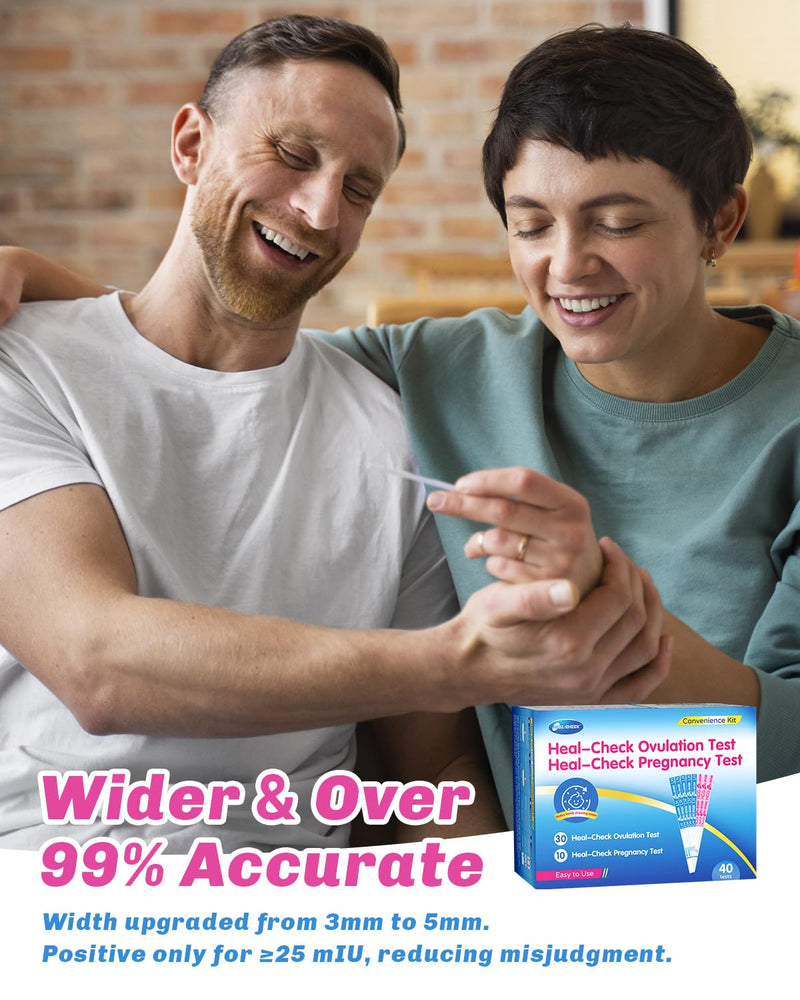 HEAL-CHECK 60 Ovulation and 20 Pregnancy Tests Strips with 80 Urine Cups, Fertility for Women TTC, Easy to Use at Home, Over 99% Accuracy, Individually Wrapped 80 Count