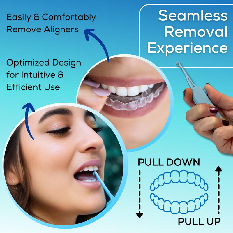 [Australia] - Aligner & Retainer Reusable Remover Tool – Compact, Retractable Tool for Invisalign, Nightguards, Retainers & Veneers – Ergonomic Design for Easy Removal – Ideal for Gifting Blue 