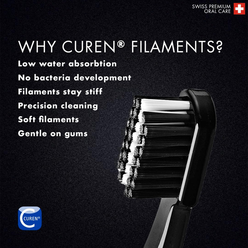 Curaprox Toothbrush Duo – for Adults | Stylish Black & White Ultra-Soft toothbrushes | Whitening-Friendly | Black/White | 2-Pack Black and White