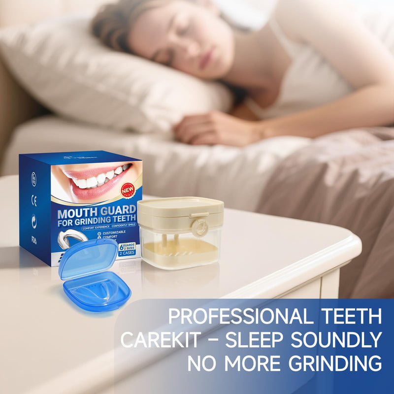 [Australia] - Mouth Guard for Grinding Teeth at Night，buluoushen Night Guards for Teeth Grinding，2 Size Mouth Guard for Sleeping，2 Travel Case 