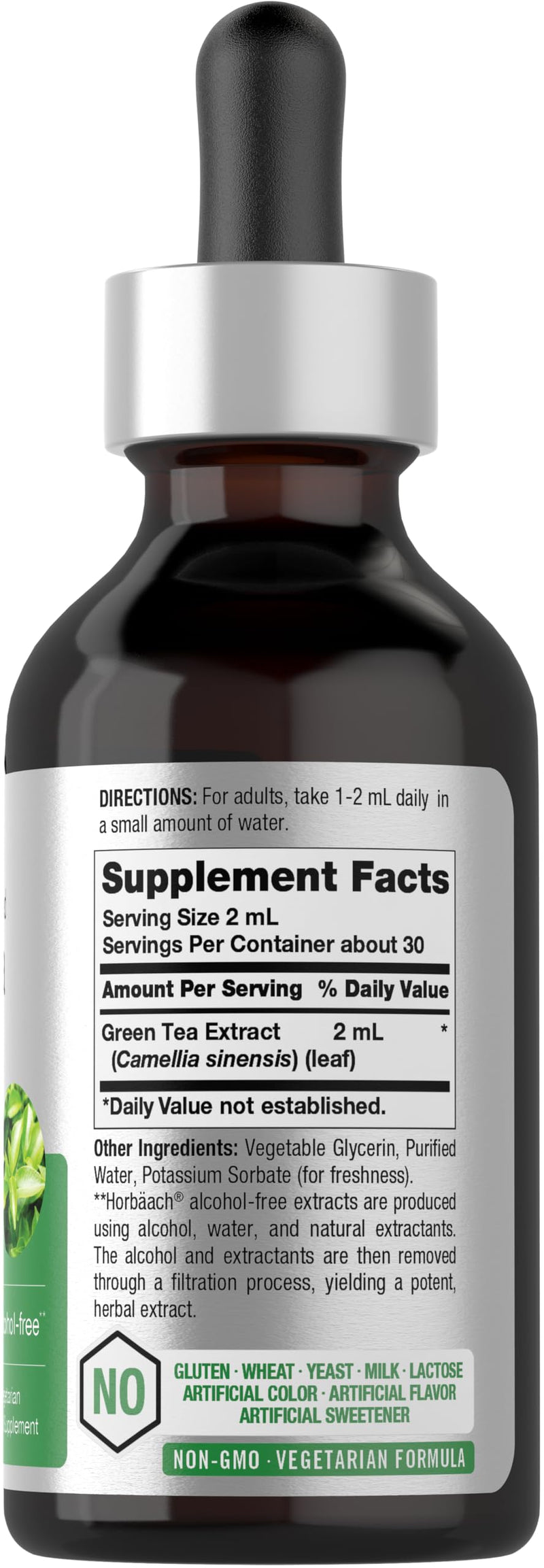 Horbäach Green Tea Extract Liquid | 2 Fl Oz | Alcohol Free, Vegetarian Tincture | Super Concentrated Supplement | Non-GMO, Gluten Free