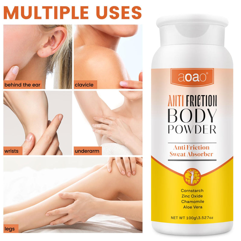 Women's Dry Body Powder, Anti-Friction Dusting Powder, Talc-Free, Sweat Absorbs & Chafe-Free Between Legs During Exercise or Walking, Delivers All-Day Comfort & Smooth Skin, Pleasant Scent (orange-2p) orange-2p