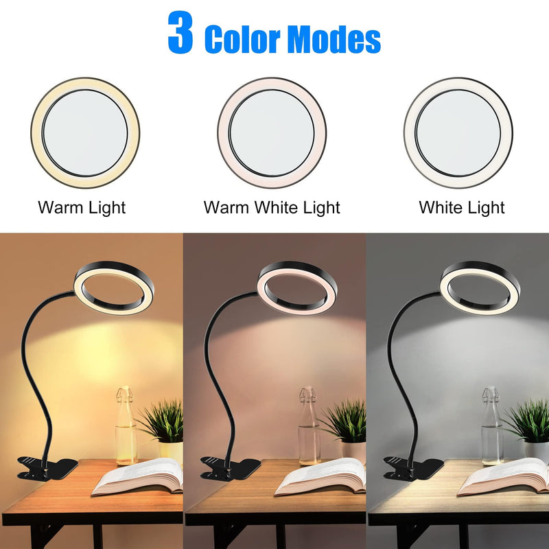 [Australia] - Nazano 8X Magnifying Glass with Light and Stand, 3 Adjustable Color Modes/10 Brightness Levels, Magnifying Lamp with Metal Clamp 