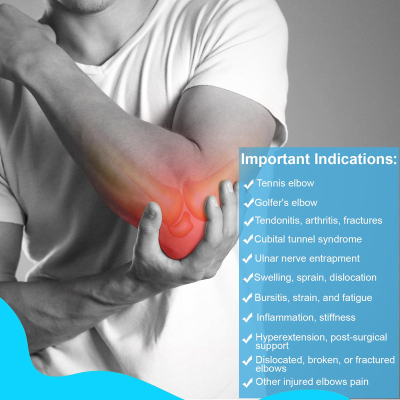 Elbow Brace for Ulnar Nerve Entrapment, Adjustable Cubital Tunnel Brace with 2 Removable Metal Splint for Sleeping, Elbow Immobilizer for Cubital Tunnel Syndrome, Ulnar Nerve Brace for Women & Men S/M