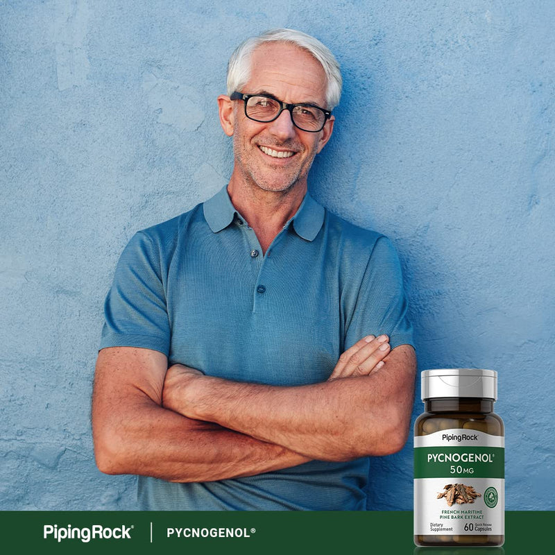 [Australia] - Piping Rock Pycnogenol 50 mg | 60 Capsules | French Maritime Pine Bark Extract | Non-GMO, Gluten Free Supplement 
