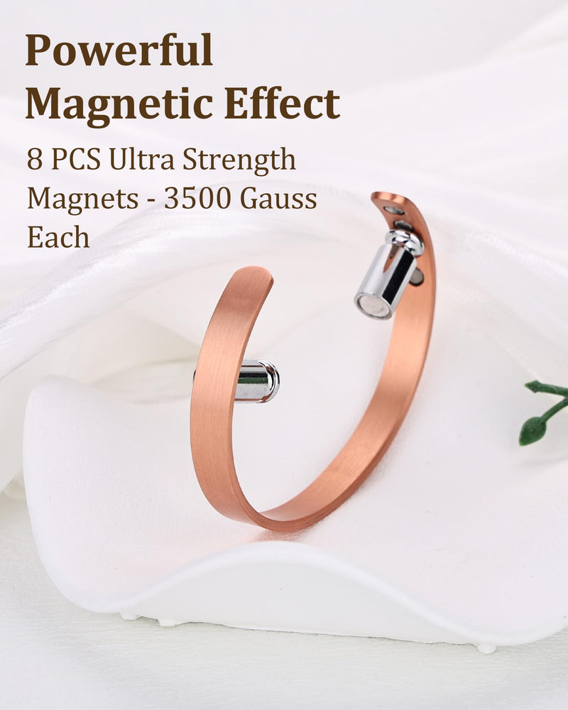 [Australia] - BioMag 2Pcs 99.9% Copper Bracelet for Women, Adjustable Magnetic Bracelets Copper Bangle Cuff with 3500 Gauss Magnets, Jewelry Gift 