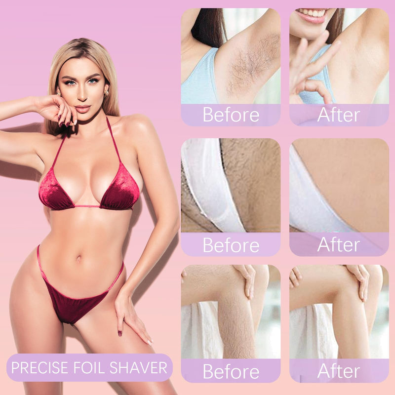 [Australia] - 2 in 1 Bikini Trimmer for Women Pubic Hair Dual-Head Electric Razors for Women, Rechargeable Body Hair Shaver and Face Razor, Waterproof Wet/Dry Use Hair Removal for Bikini Legs Face Underarm Arm 