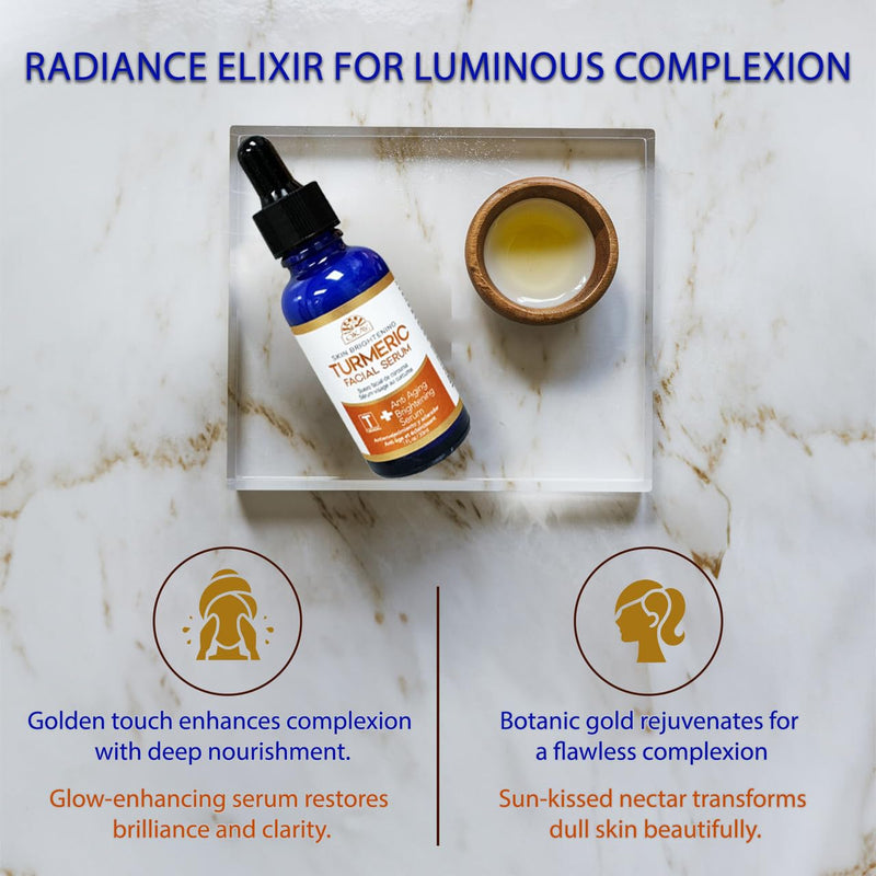 Okay Pure Naturals Turmeric Skin Brightening Facial Serum 1 oz – Vitamin C & Turmeric Glow Boosting Serum for Uneven Tone, Dark Spots & Radiant Skin – Lightweight Daily Serum