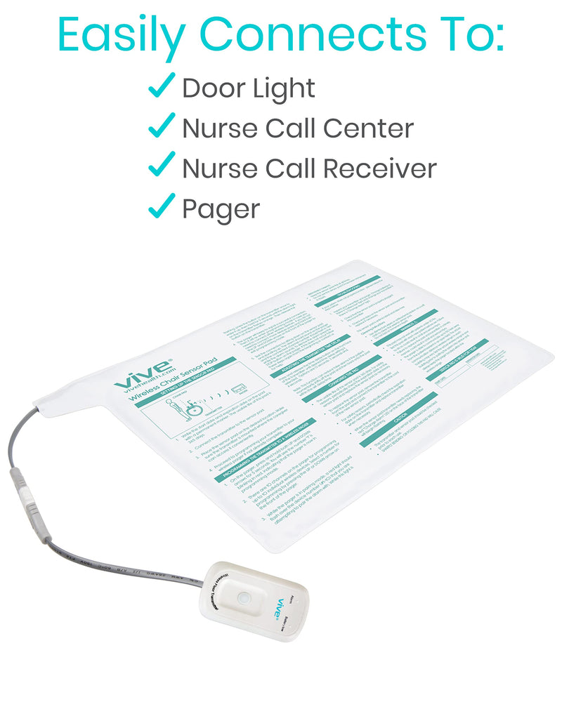 [Australia] - Wireless Chair Alarm by Vive - Wheelchair Motion Sensor Kit for Elderly Dementia Patients - Weight Movement Pressure Pad Detector - Automatic Health Alert System for Mat Elderly Chair Alarm + Pager 