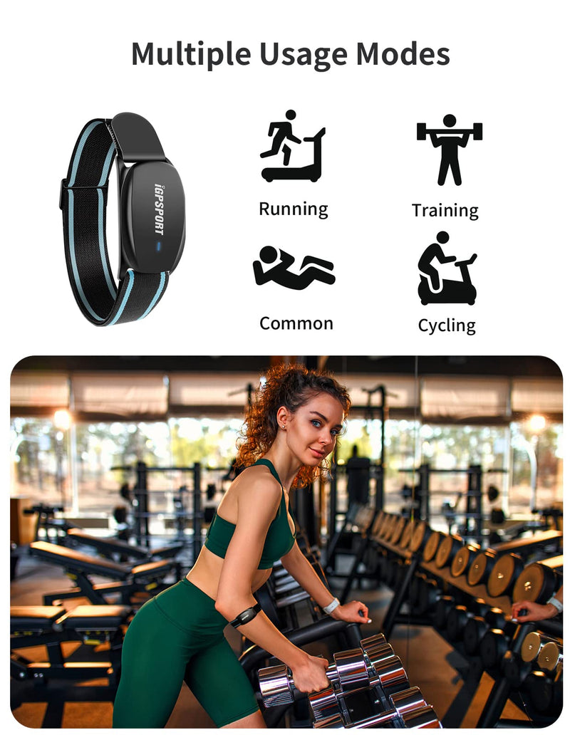 [Australia] - iGPSPORT Heart Rate Monitor Armband HR70, Bluetooth 5.0 ANT+ arm Heart Rate Monitor, 65H Battery Life and HR Zone LED Indicator (Black) 