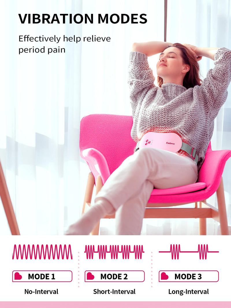 [Australia] - Heating Pad for Period Cramps, Funlover Portable Electric Heating Pad with Vibration, Wireless, Rechargeable for Menstrual Belly Back Pain Relief Girls Women Woman, Pink Gray Standard 