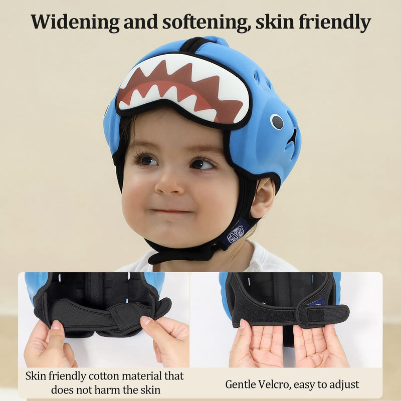 [Australia] - Baby Head Protector Baby Helmet for Crawling and Walking - No Bumps and Soft Safety Peak - Ultra Light and Adjustable Baby Head Protector Suitable for Babies 6-24 Months-Shark Shark 