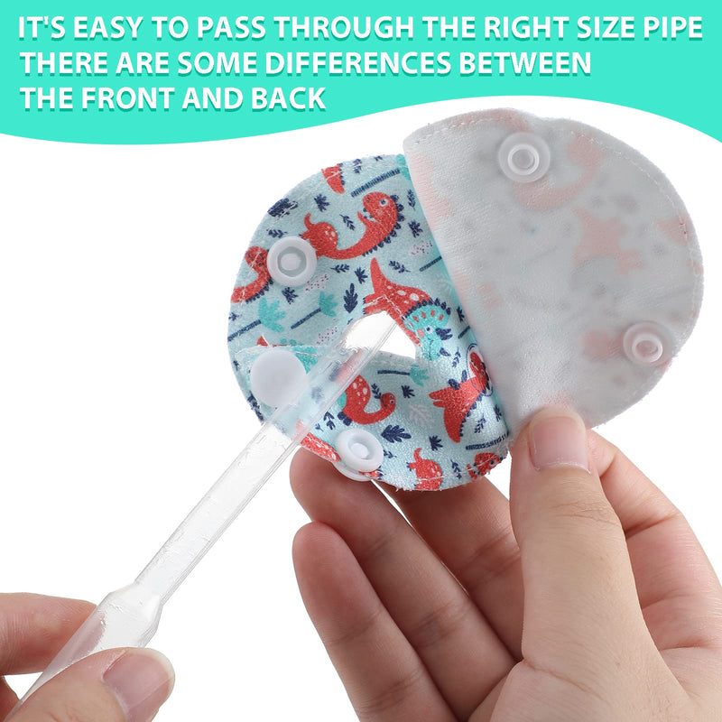 [Australia] - 18 Pack Feeding Tube Pads Button Pads Gtube Button Covers Reusable Button Pads g Tube Cutie Dinosaur Feeding Supplies for Kids Baby Breastfeeding Nursing Care Medium 