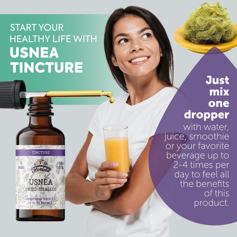 [Australia] - Usnea Tincture Alcohol Free, Organic Usnea Extract (Usnea barbata) Dried Thallus Herbal Supplement, Non-GMO in Cold-Pressed Organic Vegetable Glycerin, 700 mg, 2 oz (60 ml) 