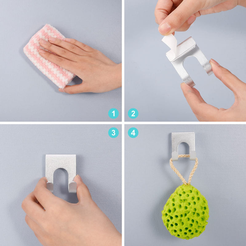 [Australia] - ruggito Pack of 4 razor holder hooks, razor holder, razor hook, multi-purpose hook, stainless steel, self-adhesive razor holder, waterproof bathroom hook, no drilling required for bathroom, kitchen organiser 