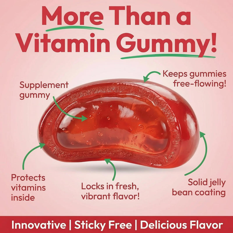 Human Beanz Probiotic Jelly Bean Gummies, Kids, 120 Strawberry Blast | Digestive Health, Nutritional Vegetarian Supplement, Kosher, Strawberry Blast Jelly Beans, Simple Daily Use, Great Value 1 Count (Pack of 120)