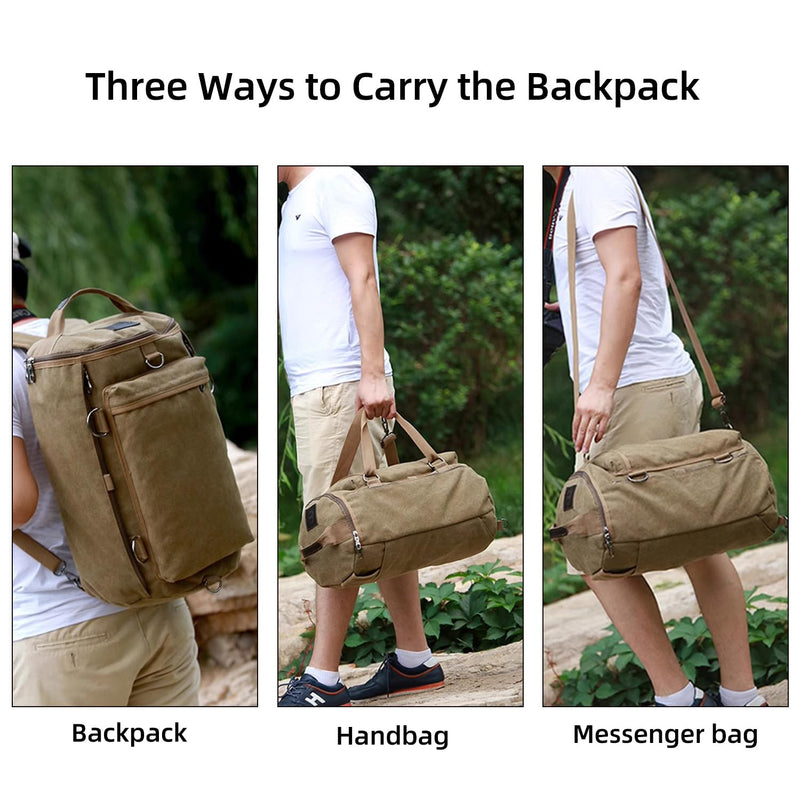 Travel Canvas Duffel Bag Garment Duffle Bag for Women Men Weekender to Backpack(Green) Green