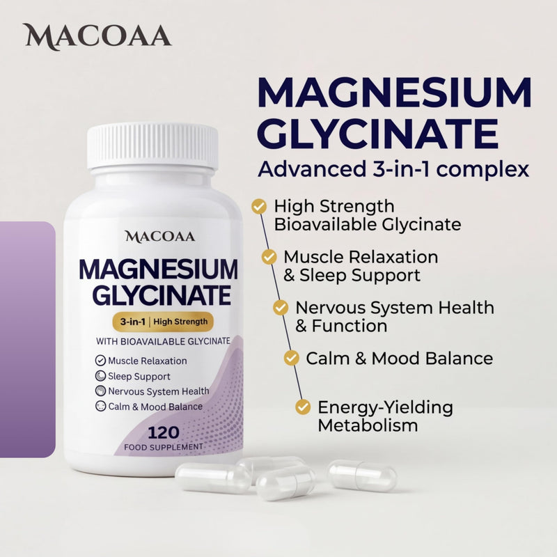 Premium Magnesium Glycinate 3-in-1 1400mg High Strength Formula with L-Theanine & Vitamin B6, 400mg Elemental Magnesium, Sleep, Muscle & Nervous System Support, 120 Capsules