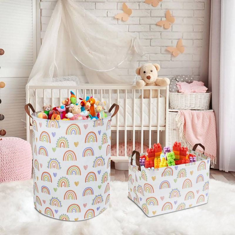 [Australia] - 19.7’’ Waterproof Foldable Laundry Basket,Baby Girls Nursery Hamper,Dirty Clothes Hamper for Boys and Girls,Kids Toys/Books Bins, Gift Baskets, Room Decor(Rainbow) 1 Rainbow 