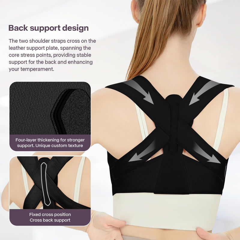 Back Brace Posture Corrector for Women and Men, Adjustable Upper Back Support Straightener for Hunchback Improve and Pain Relief from Neck and Shoulder (Black, L/XL) Black