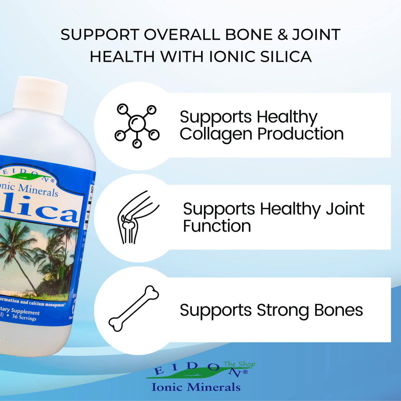 [Australia] - Eidon Ionic Minerals Liquid Silica Mineral Concentrate - for Hair, Skin and Nails, Silica Drops to Support Collagen Production, Joint and Bone Health, Helps Manage Calcium, No Added Sugar - 18 oz 18 Fl Oz (Pack of 1) 