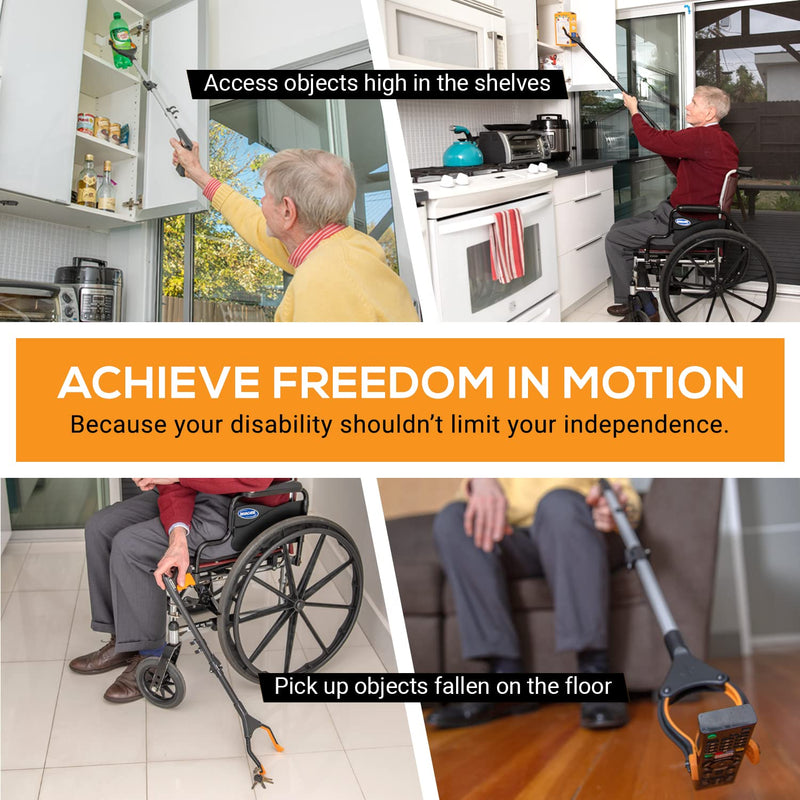 EZPIK Classic 40" Flexible Folding Grabber Tool for Elderly + Magnets, Reacher for Disabled & Seniors Heavy Duty Rotating Grippers for Reaching Underneath, Trash Grabbers & Pickers for Mobility 40" Classic (Pack of 1) - Black