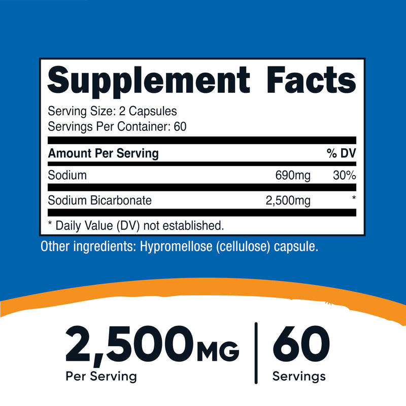 [Australia] - Nutricost Sodium Bicarbonate (2,500mg) 120 Capsules - GMO-Free, Gluten Free, Vegan, 60 Servings 