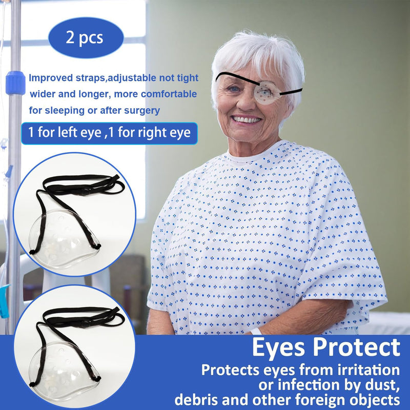 [Australia] - AMZVIO 2pcs Eye Shield After Cataract Surgery,Cataract Eye Shield With Extended Elastic Strap Longer & Wider for Adults,Clear Eye Patch for Sleeping after Surgery 