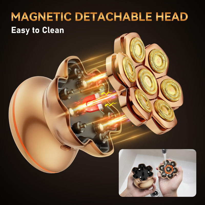 [Australia] - MAXGROOM® PRO 7D Electric Head Shaver for Bald Men – Cordless Waterproof Razor with Titanium Blades, Dual-Speed Powerful Motor, Magnetic Detachable Head, Easy to Clean 