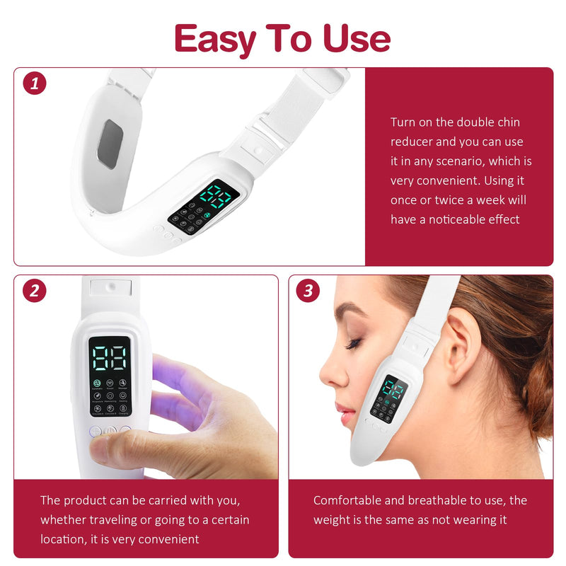 V-Face Shaper - Electric Double Chin Reduces & Face Slimming Device with 8 Massage Modes, 15 Intensity Levels for Women - Lift & Define Jawline