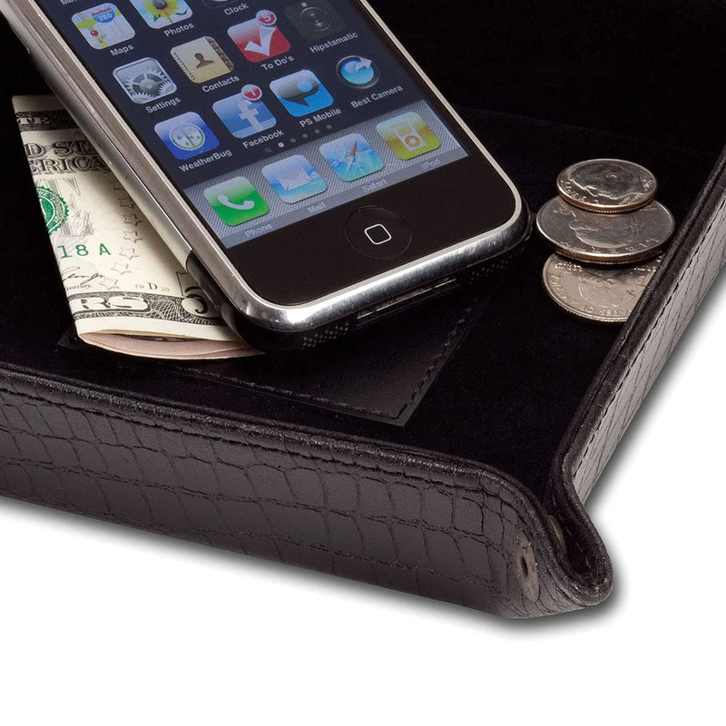Dacasso Crocodile Leather Travel Caddy, Black (A2488)